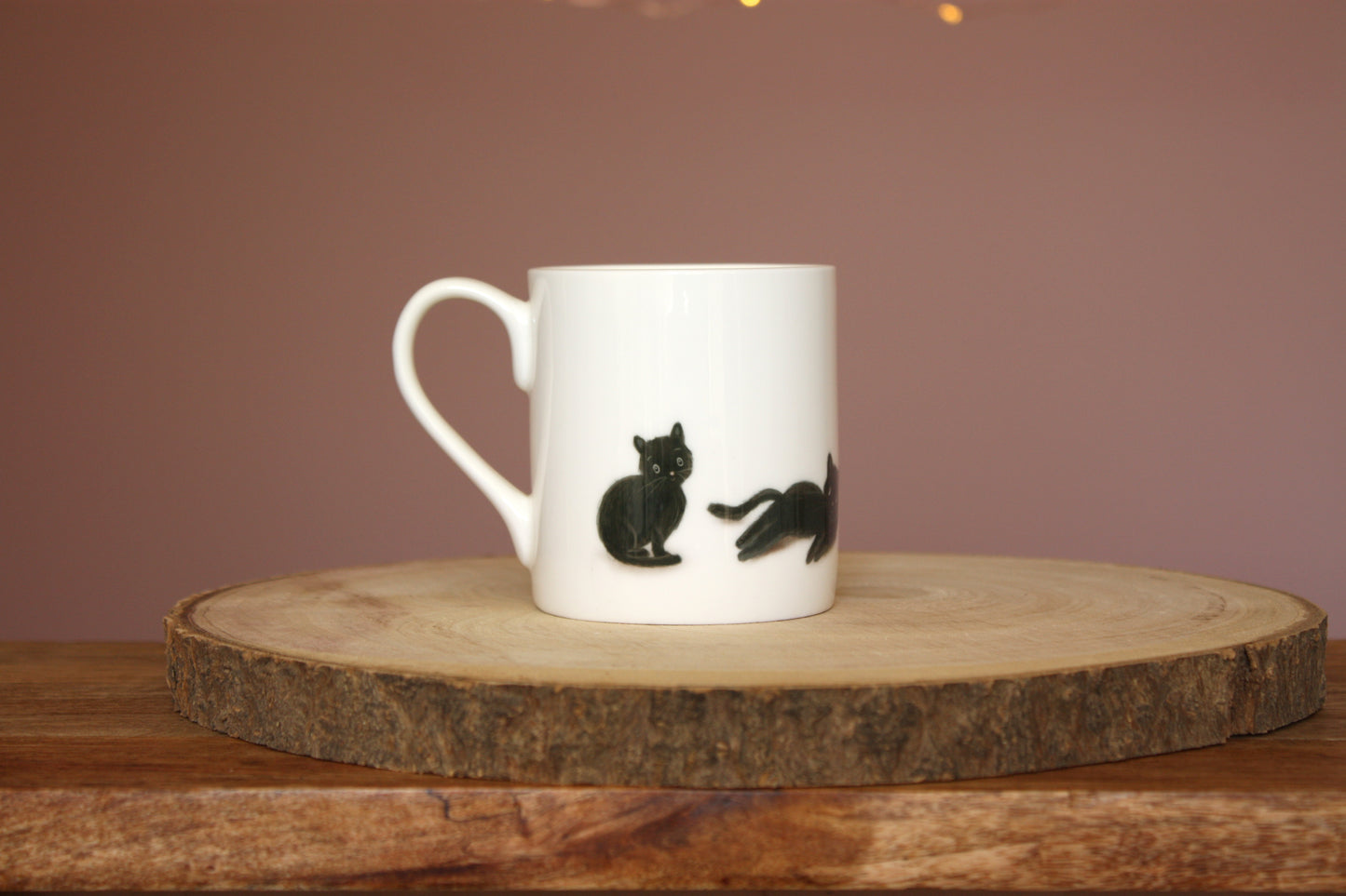 Black Cats Illustrated Bone China Mug (Double Sided)