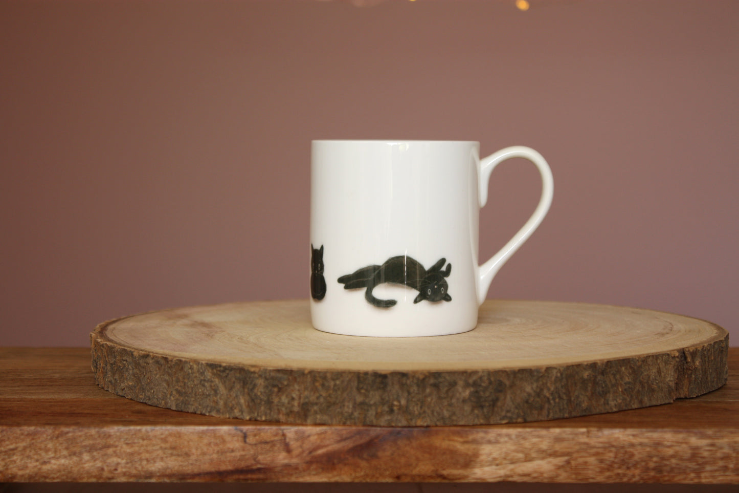 Black Cats Illustrated Bone China Mug (Double Sided)