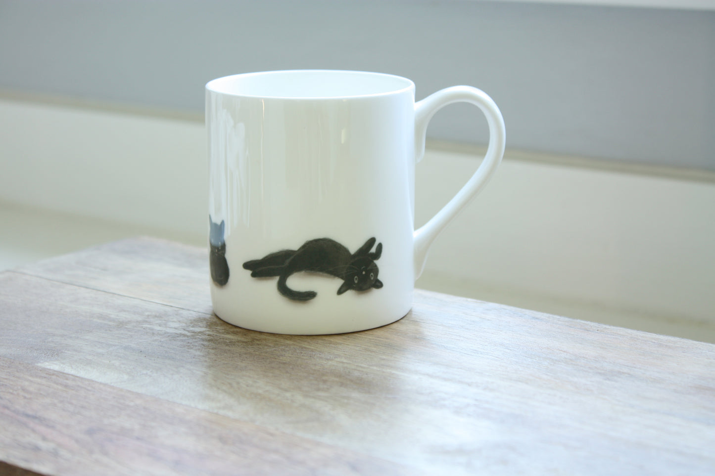 Black Cats Illustrated Bone China Mug (Double Sided)