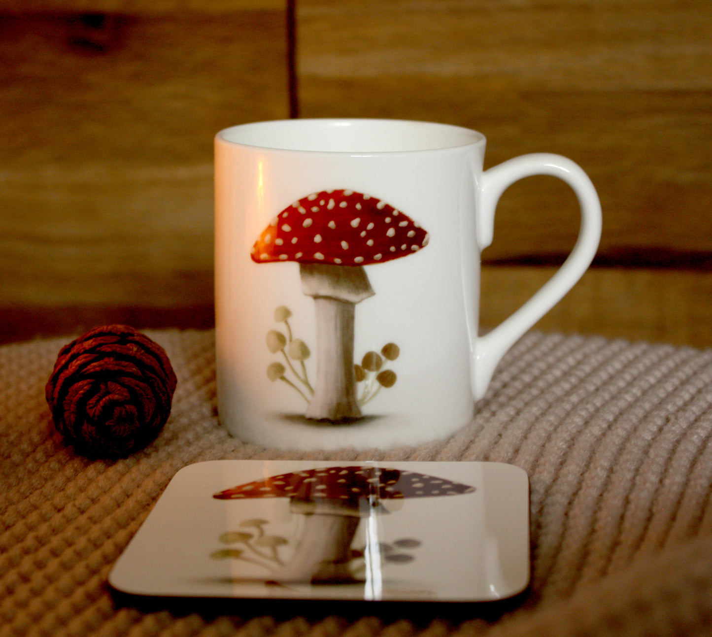 Mushrooms Illustrated Bone China Mug (Double Sided)